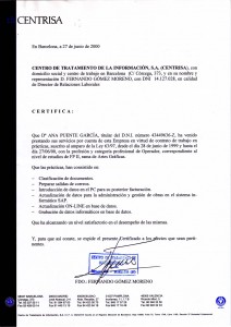 Certificado de empresa CENTRISA
